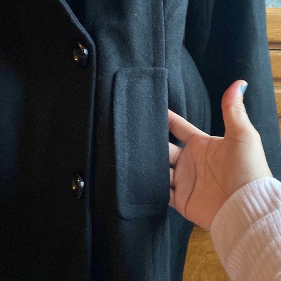 Nine West Black Double Breast belted Wool Blend Coat Size 8 - Picture 4 of 9